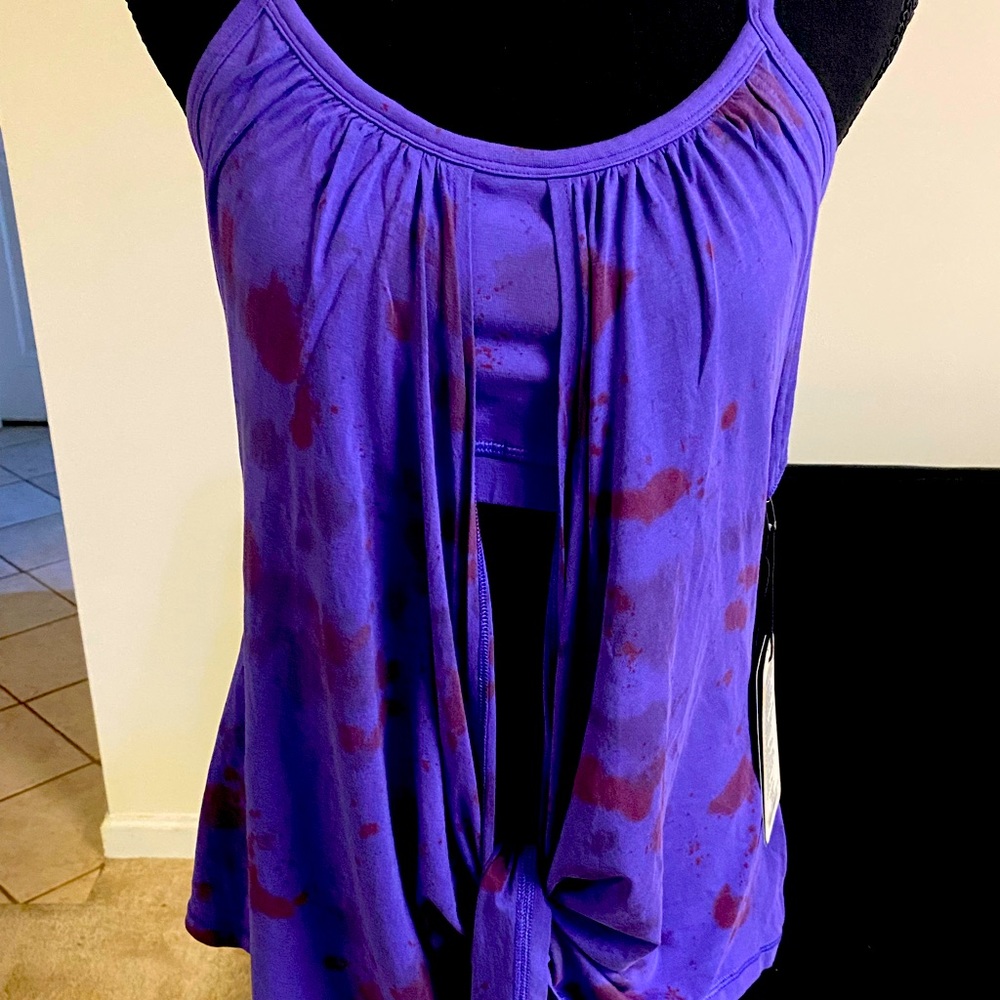 NWT Nancy Rose Performance wrap fusion tank sports bra violet paint storm
